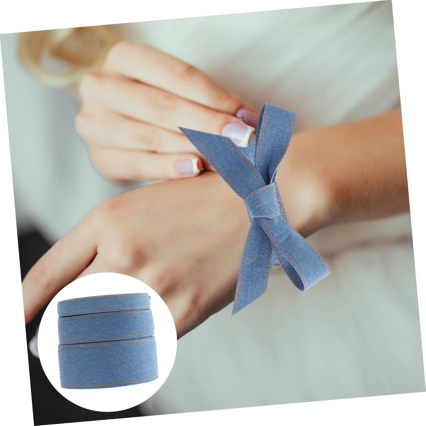 Angoily 3 pezzi Nastro in Tessuto di Jeans Multiuso per Decorazioni Fai da Te Confezione da Metri con Larghezze per Accessori Capelli e Imballaggi Pratici