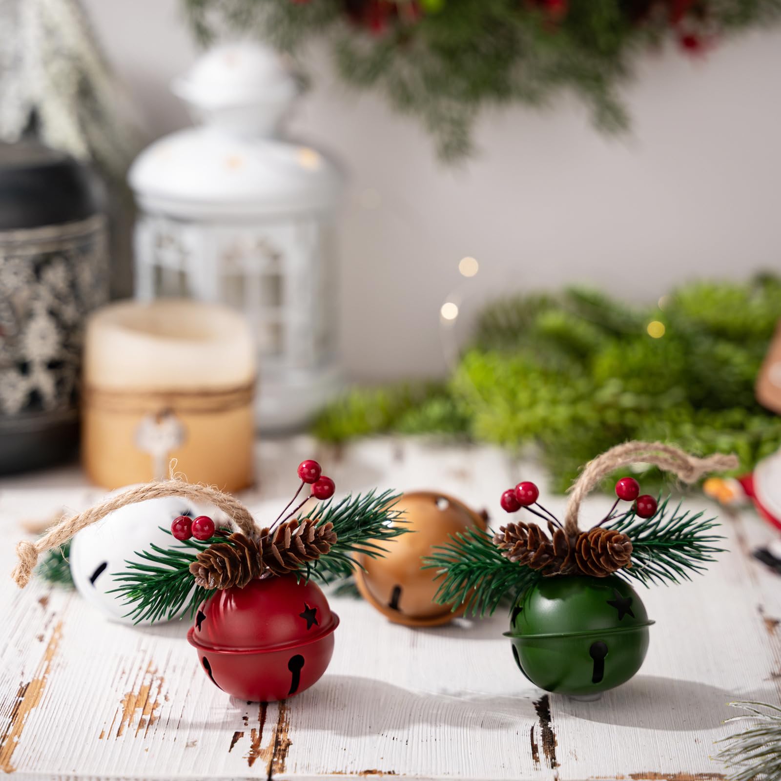 4 decorazioni natalizie da appendere alla porta, per albero di Natale per interni ed esterni, decorazioni per albero di Natale, campane