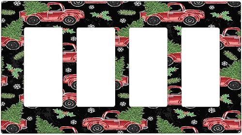 Miniatura 11 de Cubierta de interruptor de luz dúplex de 1 banda, cubierta decorativa de Navidad con copos de nieve rojos, placa frontal decorativa para cocina