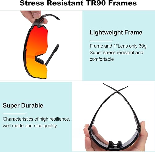 Miniatura 10 de Gafas de sol polarizadas deportivas para hombres y mujeres, equitación, pesca, golf, béisbol, correr