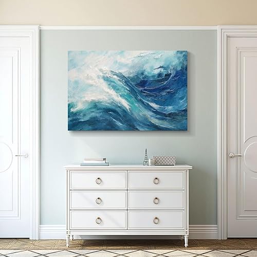 Miniatura 345 de Lienzo artístico para pared, pinturas de arte abstracto, fantasía azul, grafiti colorido sobre fondo blanco; decoración artística moderna para sala