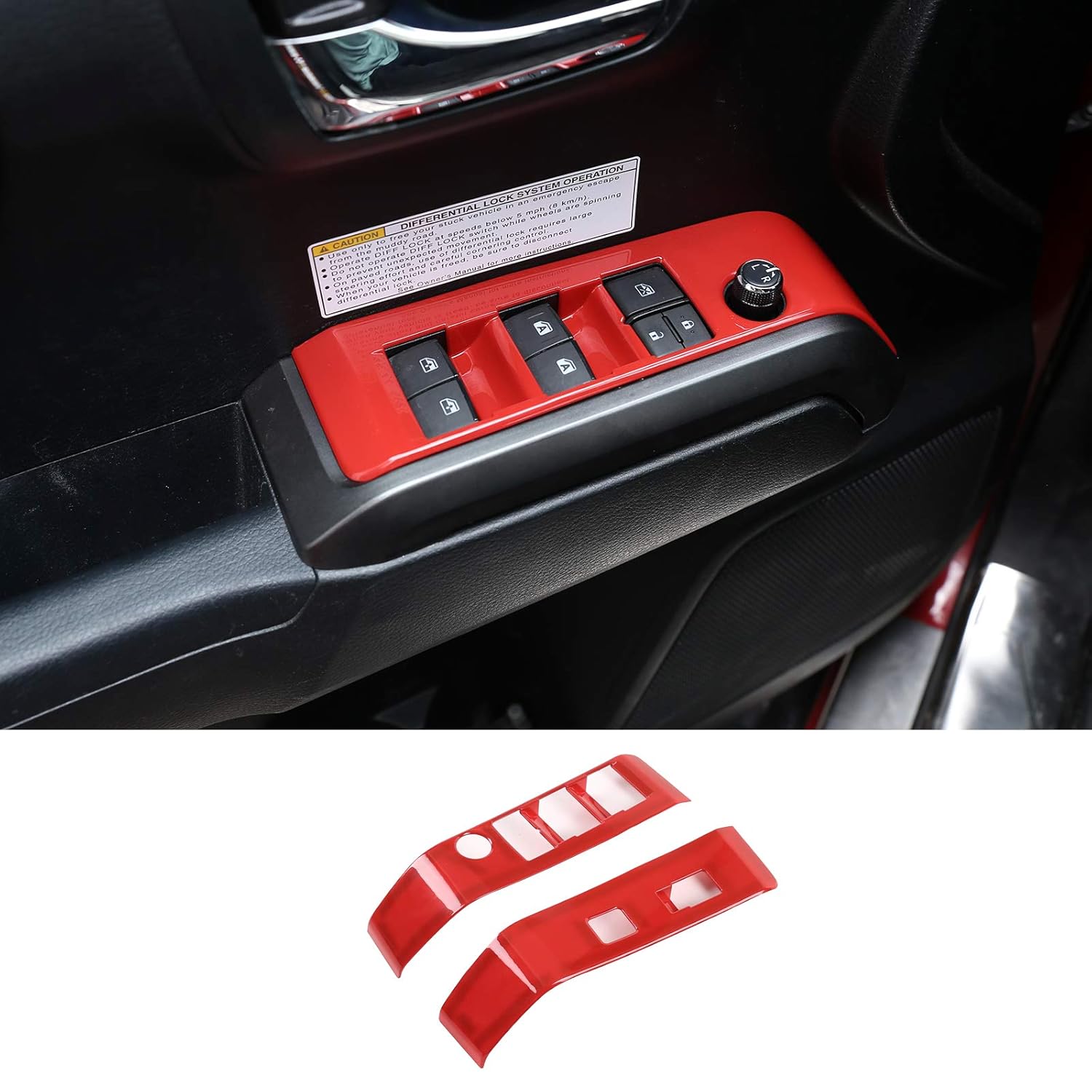 LLKUANG Sports Red Front Window Lift Switch Button Cover for Toyota Tacoma 2016-2020 Car Accessory (Front Row, Red)