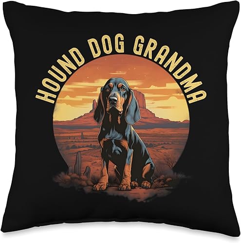 Hound Dog Grandma Tees Hound Dog Grandma Lover - Almohada retro vintage, 16 x 16 pulgadas, multicolor