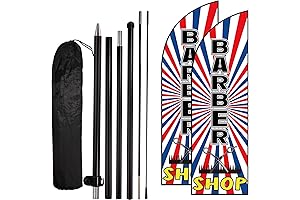 Exclusive 2 Pack Barber Flags with Pole Kit: Your Ultimate Barbershop Advertising Solution