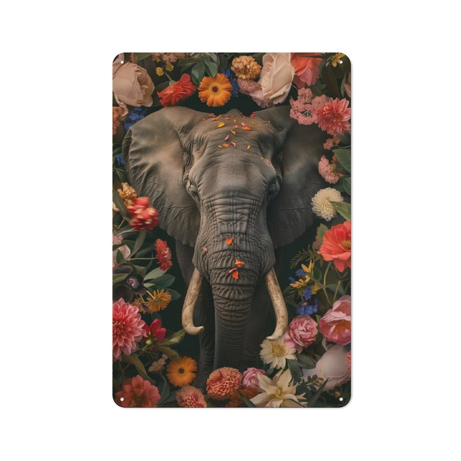 Junmoney Elephant Contemporary Art Retro Tin Sign 30X20cm For Workshop Wall, For Collectors Of Retro Metal Wall Decor