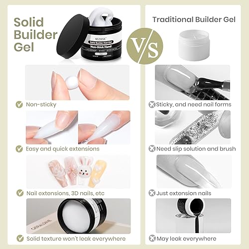 Miniatura 3 de MIZHSE Gel constructor sólido de 3.53 oz, gel de escultura blanco de gran capacidad para uñas, no pegajoso, arte de uñas 3D, modelado, extensión de