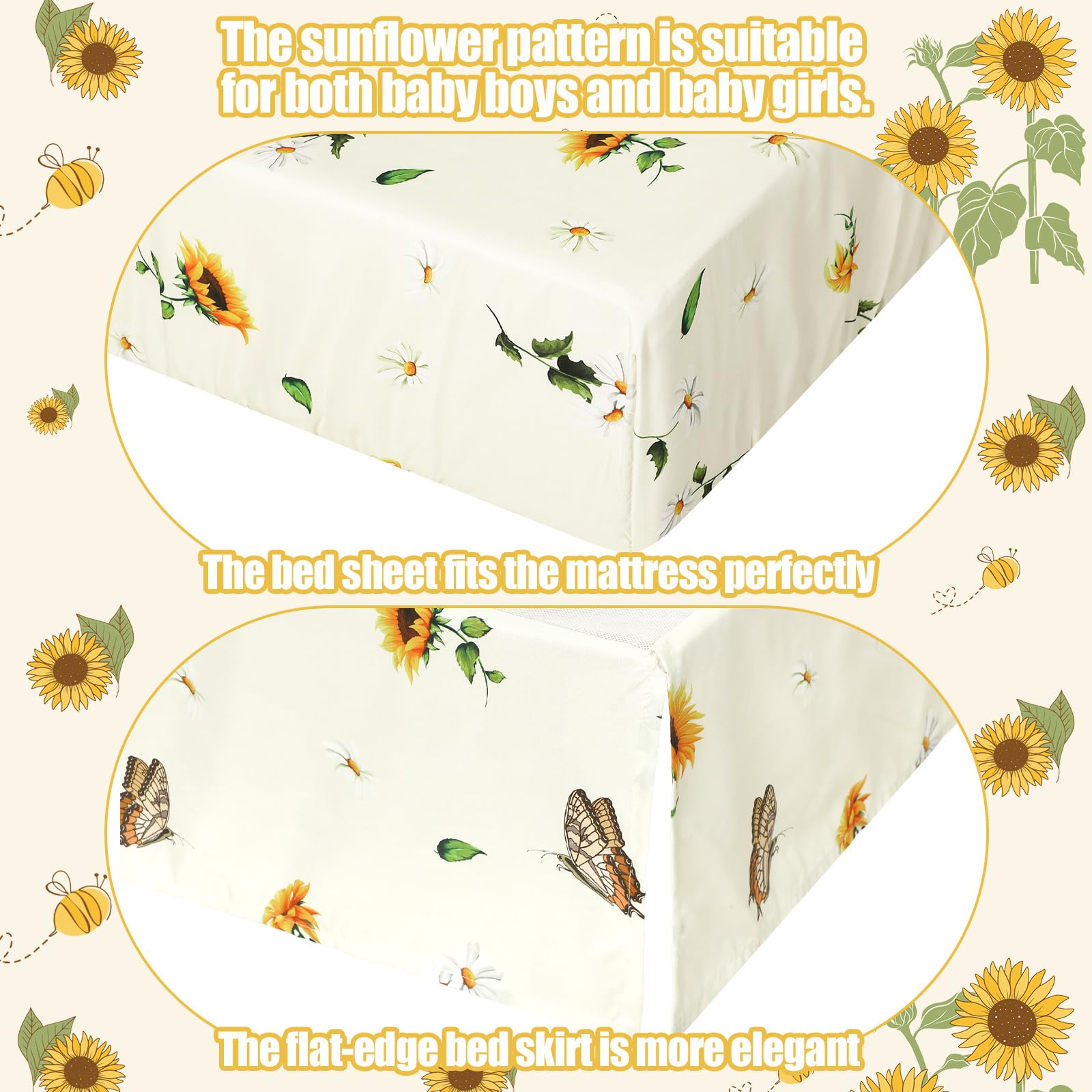 Mixweer Pcs Sunflower Bee Baby Crib Bedding Set Baby