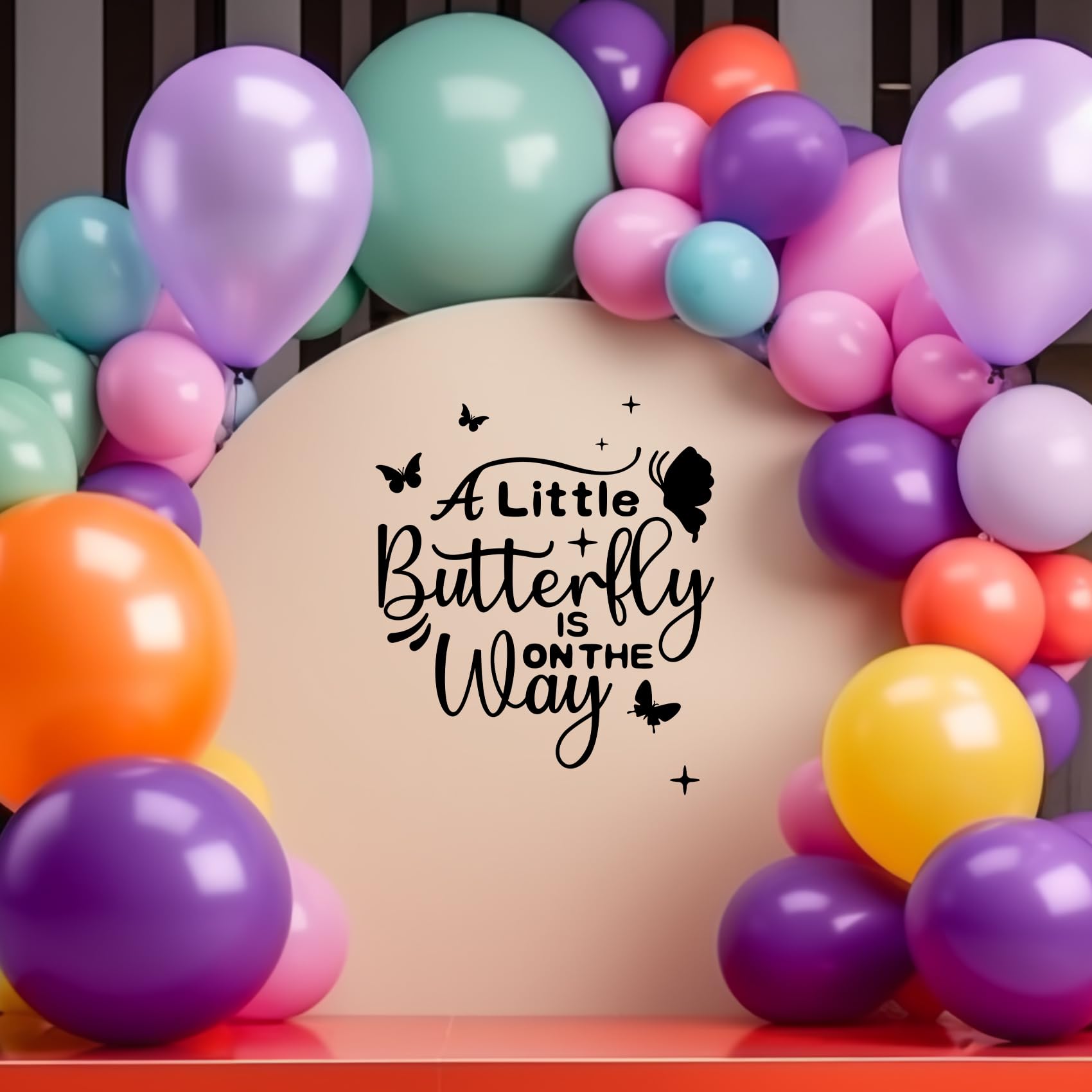 A Little Butterfly is on The Way Wall Decals, Baby Shower Party Butterfly Sign Decor - Image 3