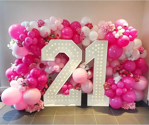 Miniatura 6 de NISOCY - Kit de guirnalda y arco de globos de látex rosa intenso, 102 globos de 1812105 pulgadas, para baby shower, boda, cumpleaños, Día de San