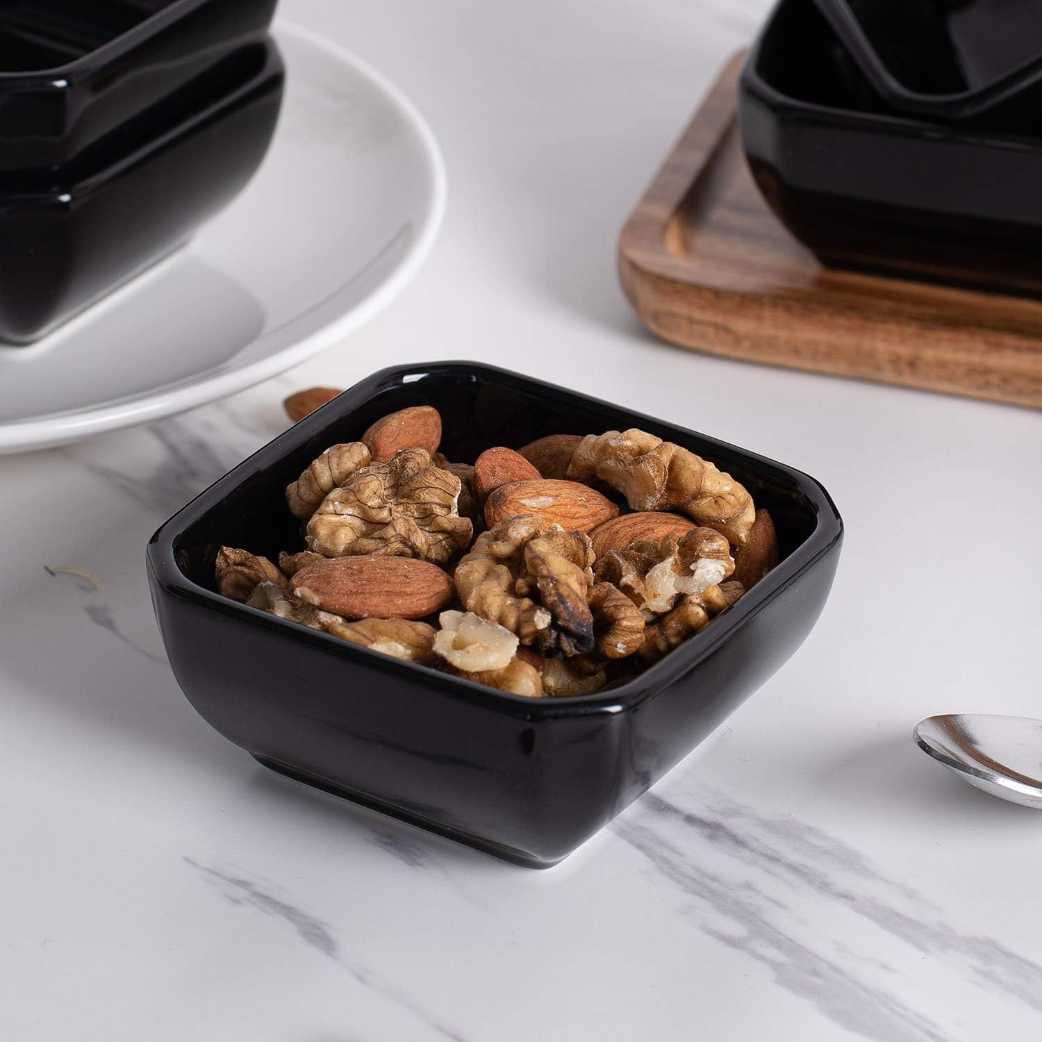 Delling 12in White Rectangular Serving/Salad Plates Set of 3-6 oz Ramekins - Ramekins for Creme Brulee Set of 6