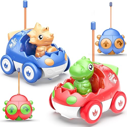 Yeaye Auto a control remoto para niños pequeños, paquete de 2 autos a control remoto para niños de 18 meses, juguetes para niños de 2, 3, 4, 5 años,