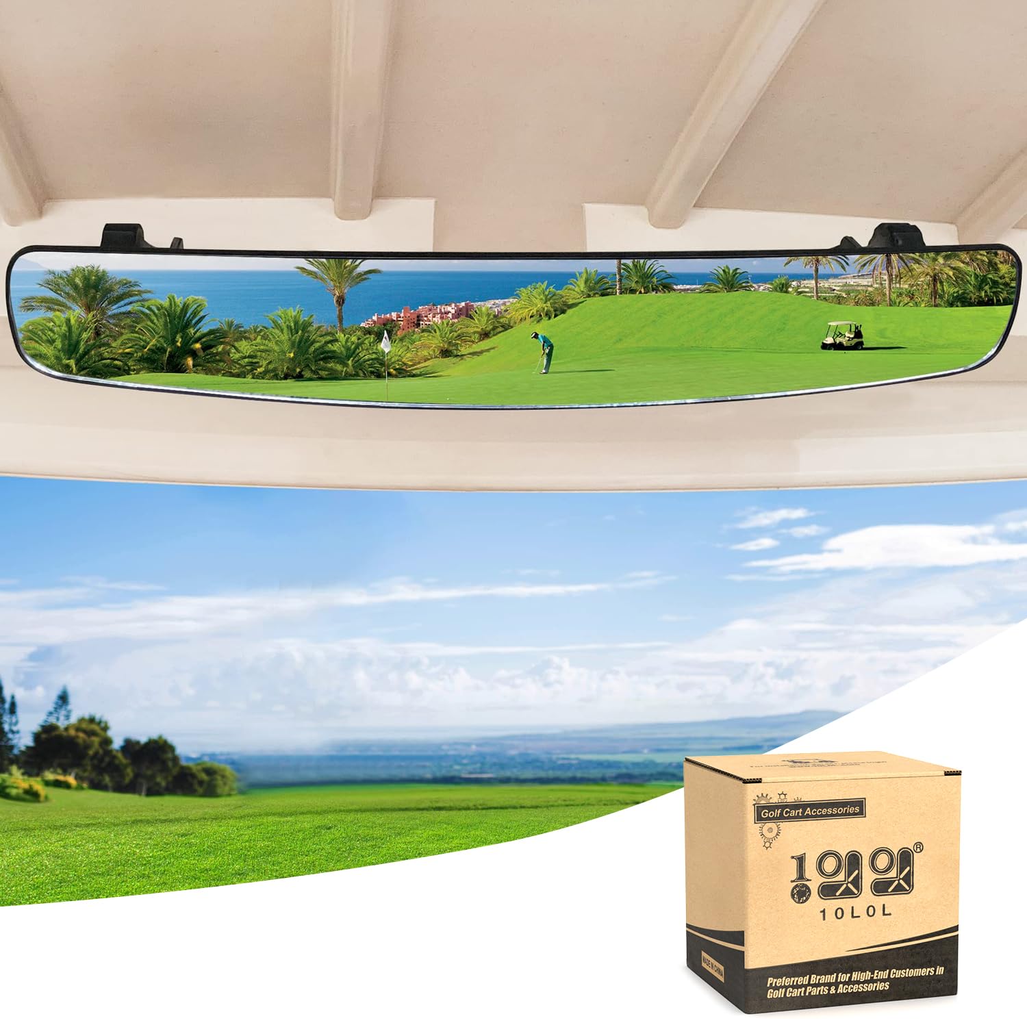 10L0L Golf Cart Rear View Mirror for Yamaha EZGO Club Car, 16.5
