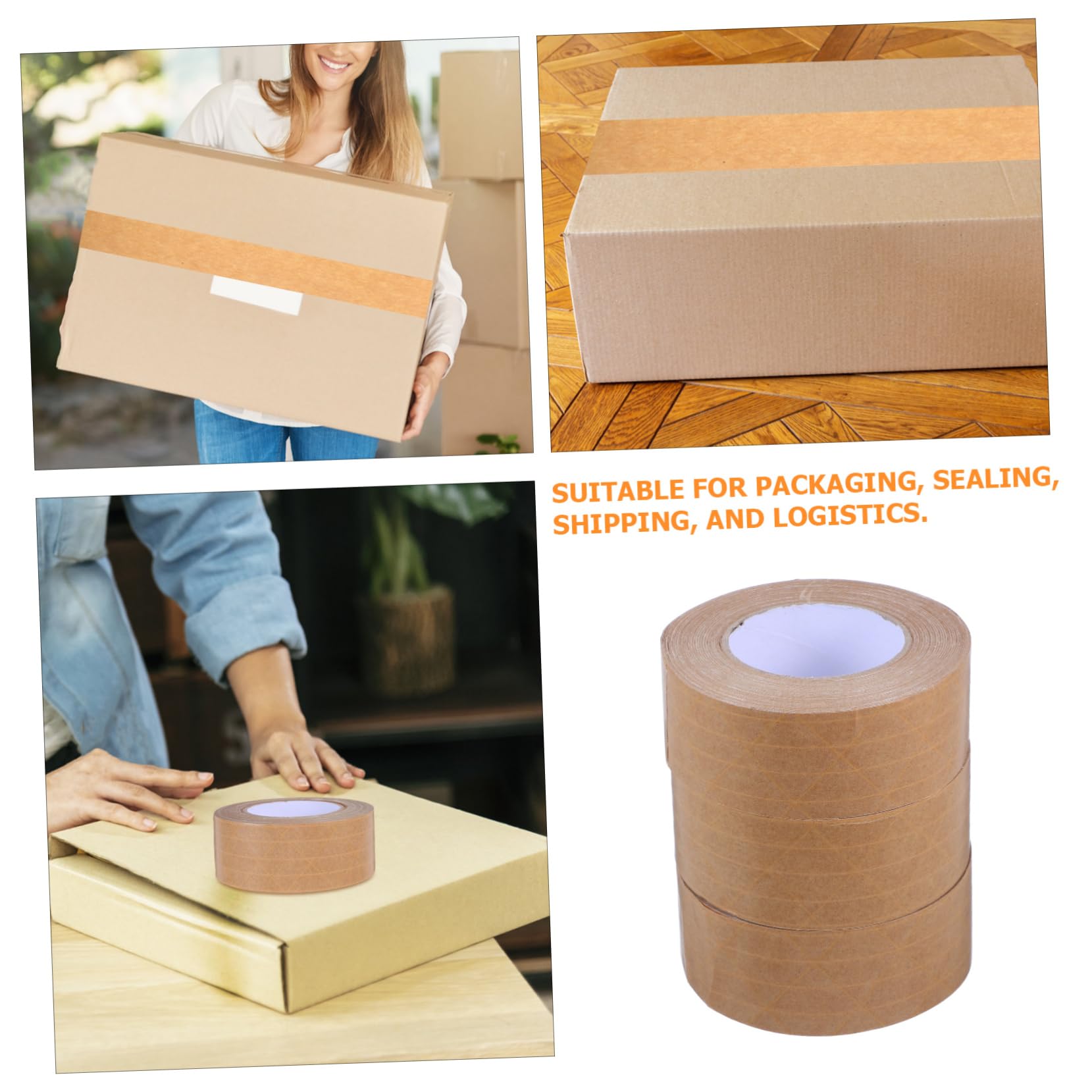 SOLUSTRE 3stücke Kraftpapier-klebeband Selbstklebendes Versandband Braunes Paketklebeband Manipulationssicher Beschreibbar zum Versiegeln von Kartons Robustes Verpackungsklebeband