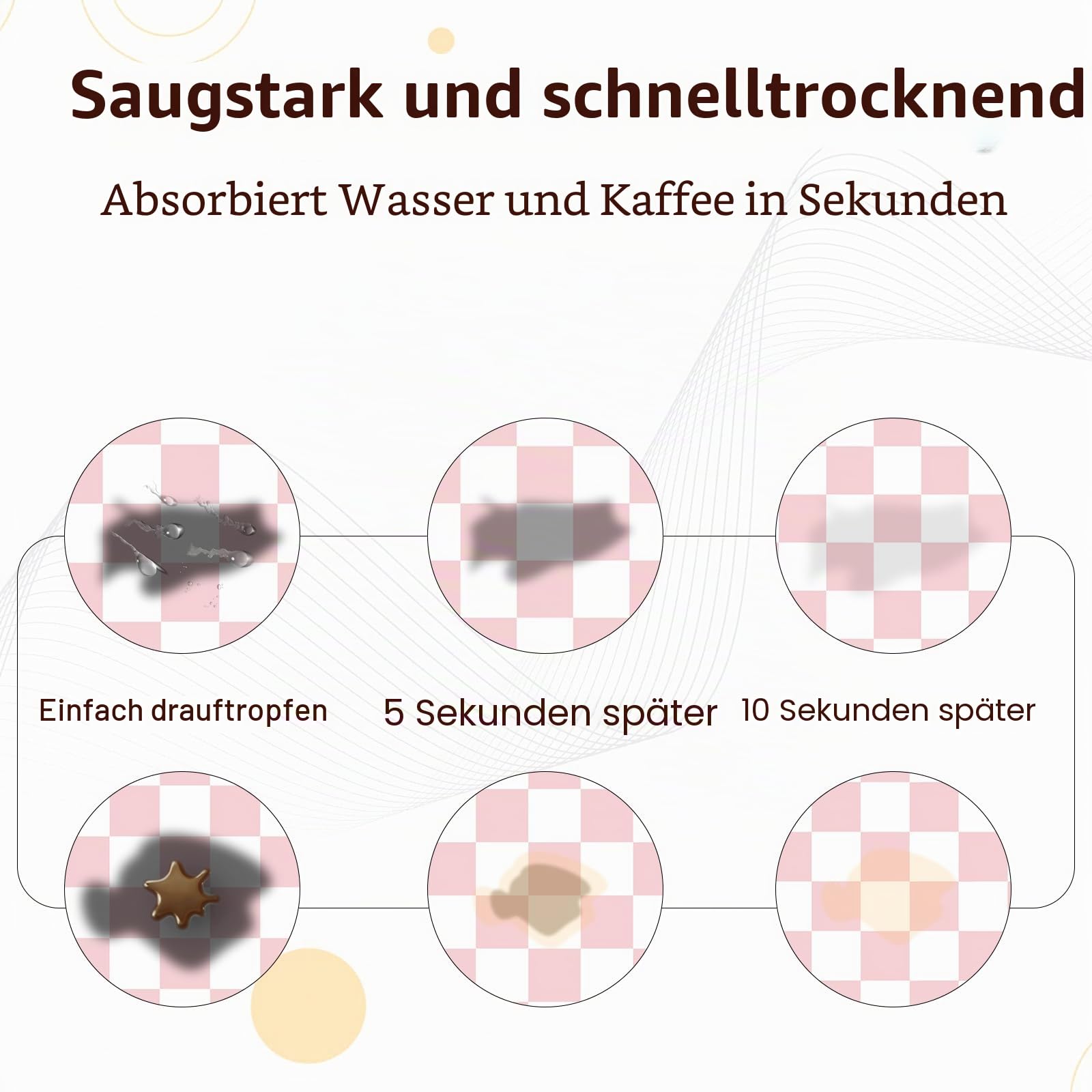 Trocknungsmatte für die Küche, 40 x 45CM Kaffee Bar Matten für Arbeitsplatte Fit Unter Kaffeemaschine, Verstecken Fleck Gummi Backed Espresso Maschine Saugfähige Trocknungsunterlage, Rosa & Weiß
