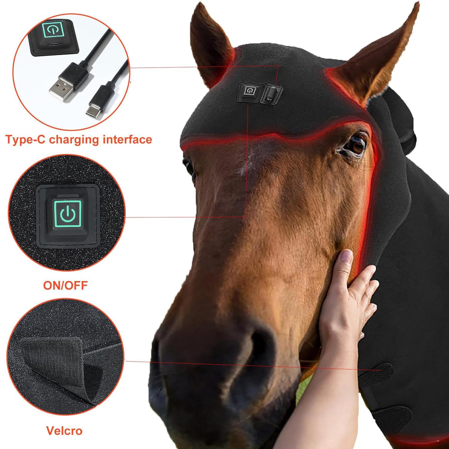 Attrezzatura per La Terapia della Luce Rossa del Cavallo, per Il Rilassamento della Testa E del Collo del Cavallo, con 234 Perline per Lampade a LED, Lunghezza D'onda 660nm E 850nm