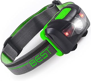 BEST 120 Waterproof Headlamp with 4-Modes (White & Red LEDs)