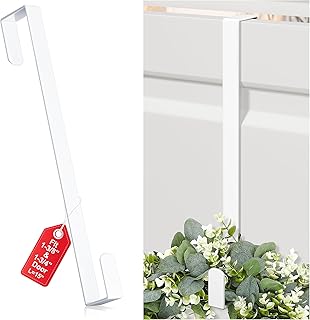 15" Reversible Wreath Hanger for Front Door, Fits Most Doors up to 1-3/4", Heavy Duty Steel Over The Door Hooks Hold up to 80 LBS for Spring & Easter Wreaths, Seasonal Door Decor (White 1 Pack)