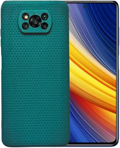 Casecious Compatible con Xiaomi Poco X3 o X3 Pro o X3 NFC Crossline Slide Grids Soft Slim TPU Teléfono celular Mobile Basic Funda trasera (verde)