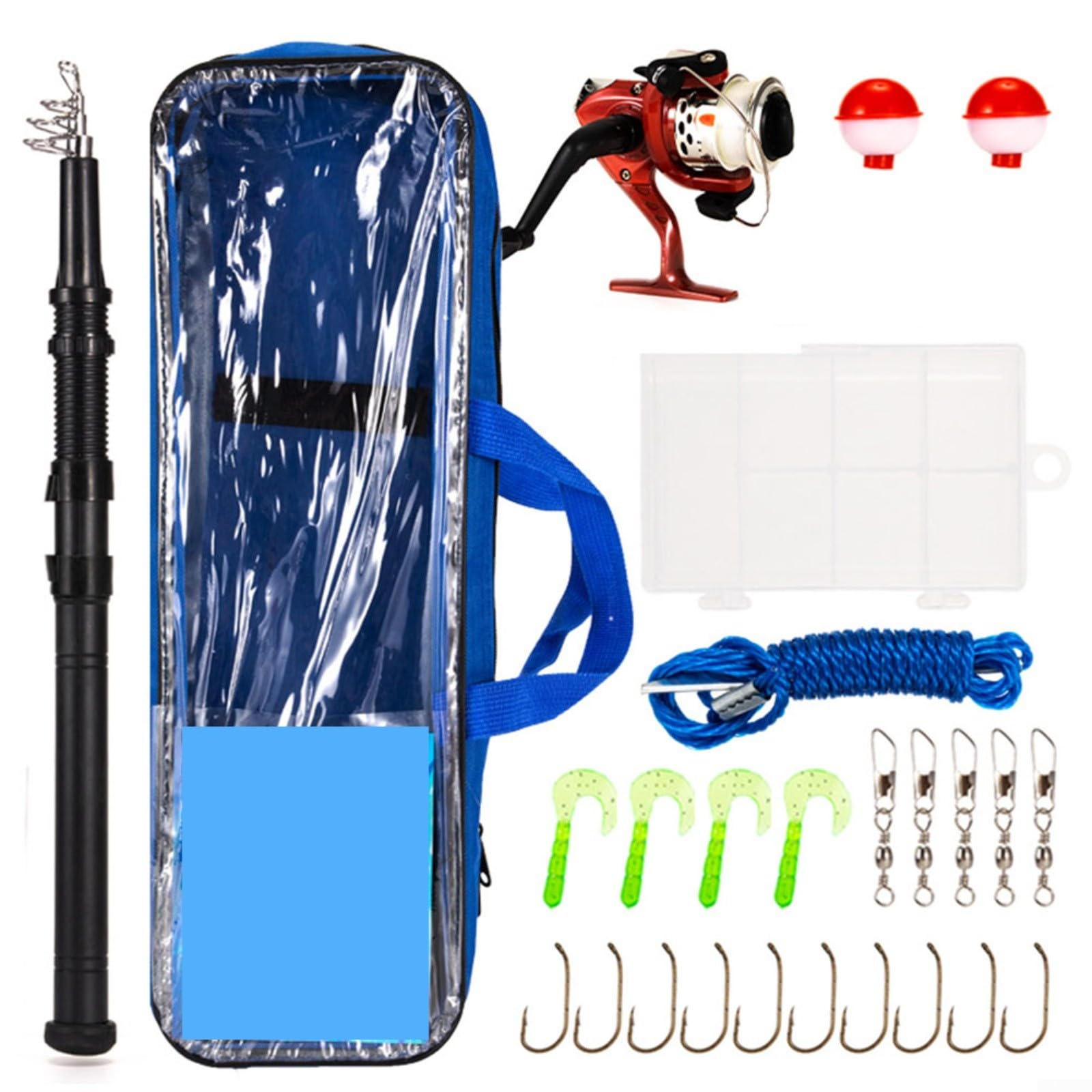 Fishing Pole Kit, elescopic Fishing-Rod and Reel for Combo includes rod,wheel,buoy,hook,ring,lures,Fishing Gear Set for Beginner Adults