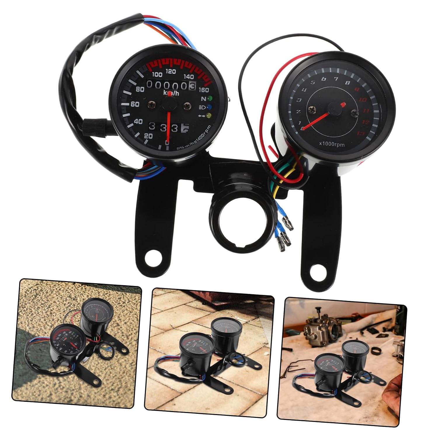 Retro Style Motorcycle Speedometer Gauge Set with Odometer for Vintage Bikes