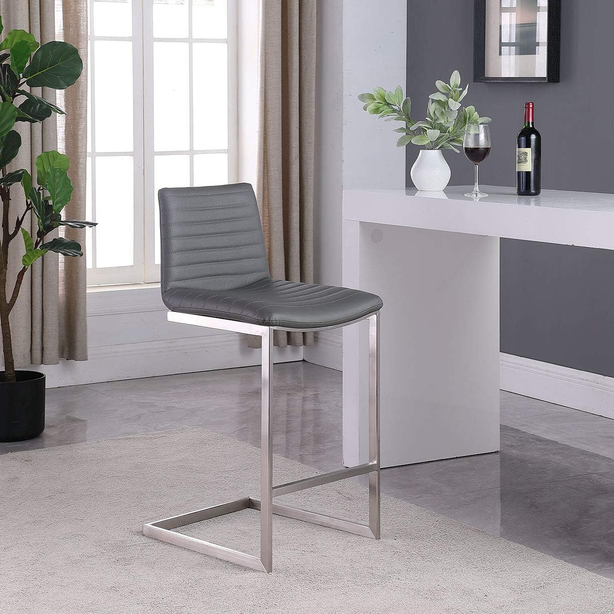 Buxton Stool Bar Height - Elegant Design Stainless Steel Frame Bar Stool - Modern Flair Seat Furniture for Dining Room, Kitchen, Bars or More (Pu Black, 30)