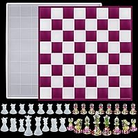 Vista 9 de RESINWORLD Chess Set - Large 12 Inch Checkers Board Mold & Full Size 3D Silicone Chess Piece Mold for Epoxy Resin