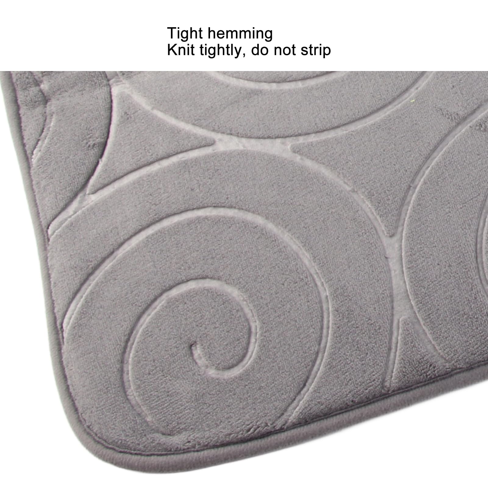 Set di 3 tappetini da bagno in memory foam, motivo pietre, antiscivolo, tinta unita, tappetini da bagno per lato vasca da bagno, grigio