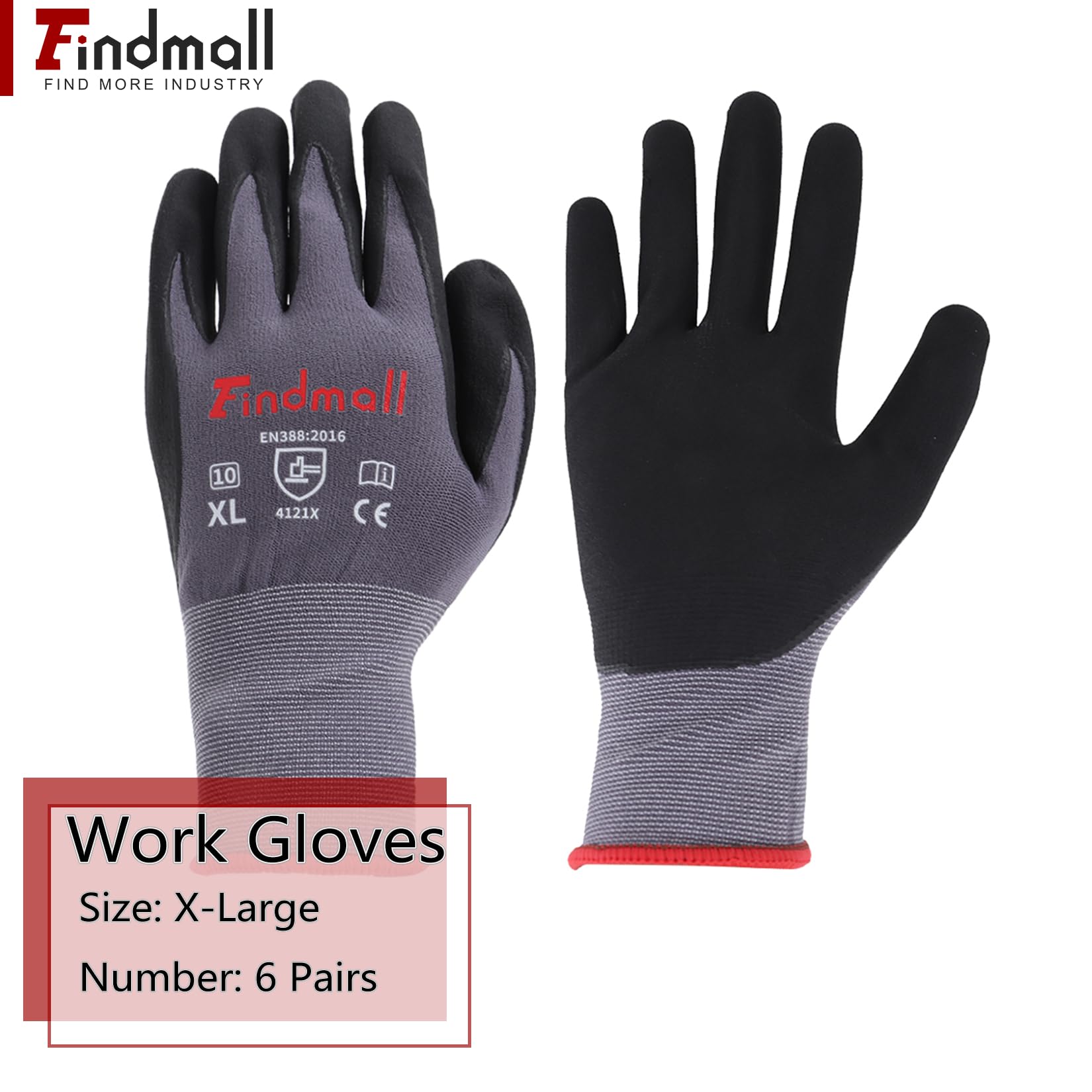 Paar extra große Arbeitshandschuhe, Nahtlose Strickhandschuhe, Gartenhandschuhe für Damen und Herren, geeignet für Lagerhaltung und Logistik, Baustellen und Gartenbau