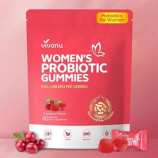 VivoNu Viginal Probiotics for Women, Women Probiotic Gummies, Feminine Balance Gummies, Prebiotic Gummy, Cranberry Probiotics for Woman Vaginigal Health, Yeast Ph Balance| 60 Gummies