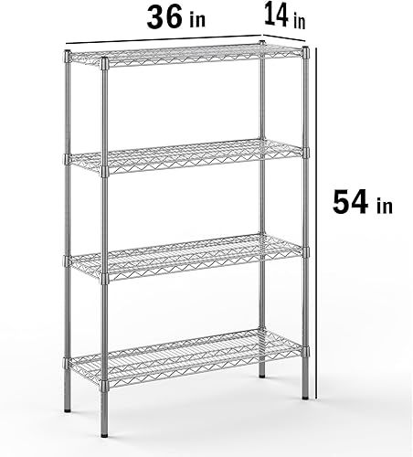 Miniatura 2 de Kit de estantería de alambre cromado de 4 niveles de 14 pulgadas de profundidad x 36 pulgadas de ancho x 54 pulgadas de alto Unidad de estante de