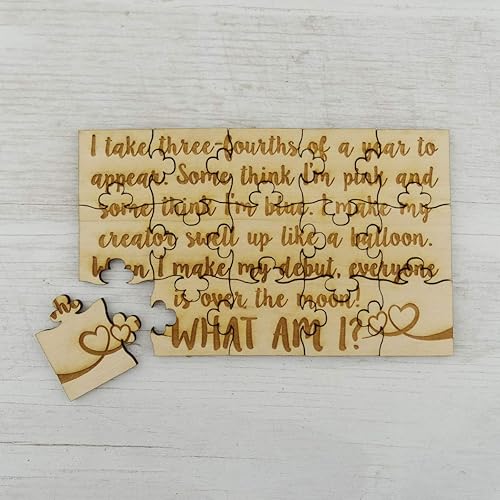 Miniatura 2 de What Am I Baby Reveal Poem Riddle Puzzle - Rompecabezas de 15 piezas de tilo de 5.75 x 3.5 pulgadas, divertido anuncio sorpresa de embarazo