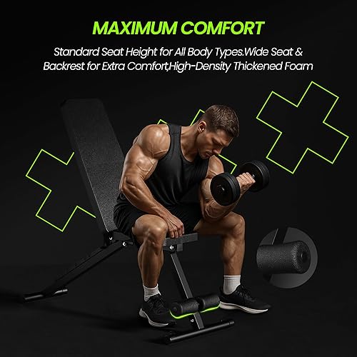 Miniatura 4 de Banco de pesas ajustable para gimnasio en casa, banco de entrenamiento plegable para ejercicio de cuerpo completo con mancuernas, banco