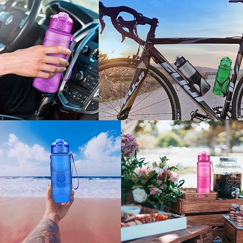 Miniatura 7 de Botella de agua deportiva Zorri, 13.5, 17, 23.6 onzas, sin BPA, a prueba de fugas, ligera, para exteriores, campamento, ciclismo, fitness, gimnasio,