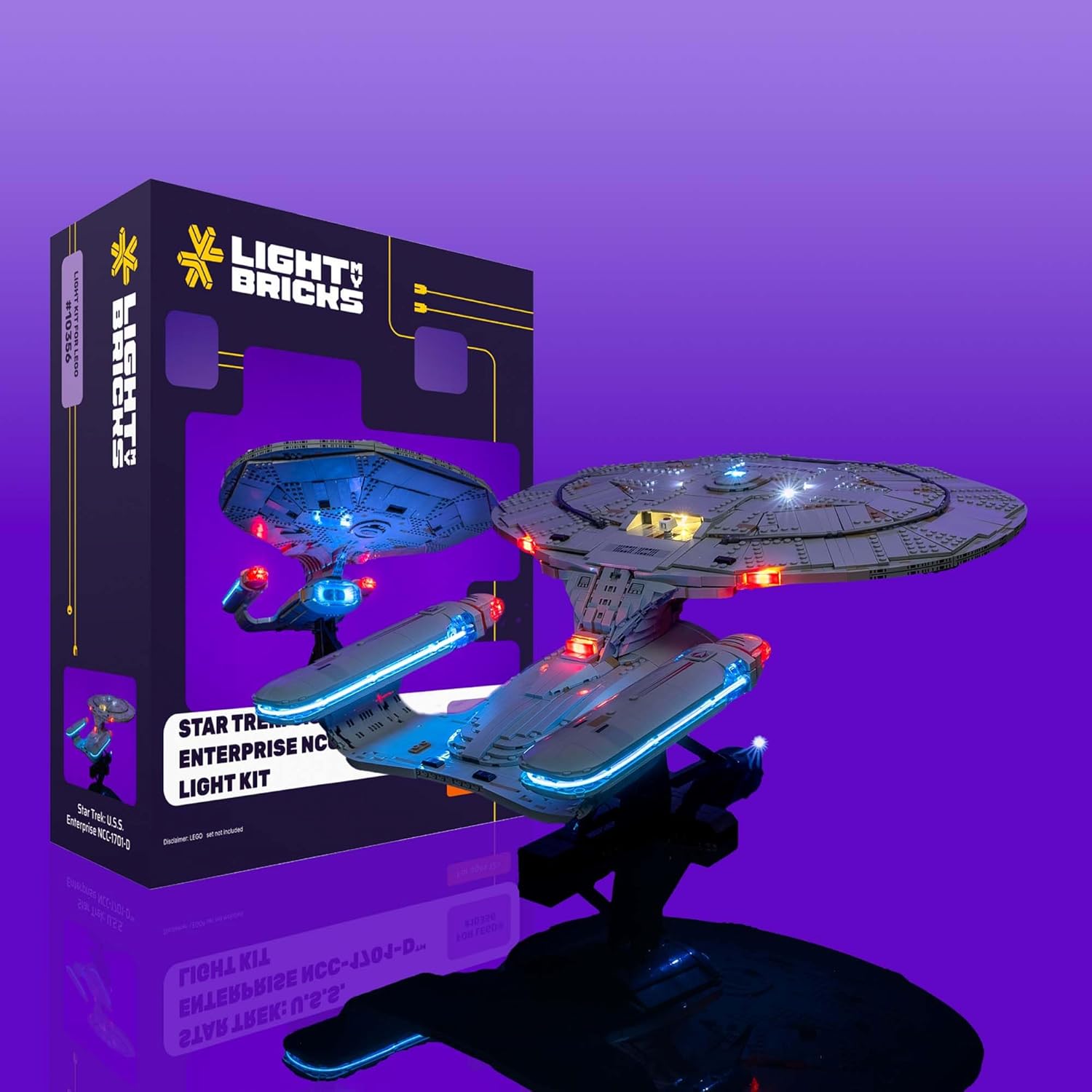Light My Bricks LED Light Kit for LEGO Star Trek U.S.S. Enterprise NCC-1701-D 10356 – Custom DIY Display Lighting with Precision LEDs to Illuminate and Enhance LEGO 10356 Model (Model Not Included)