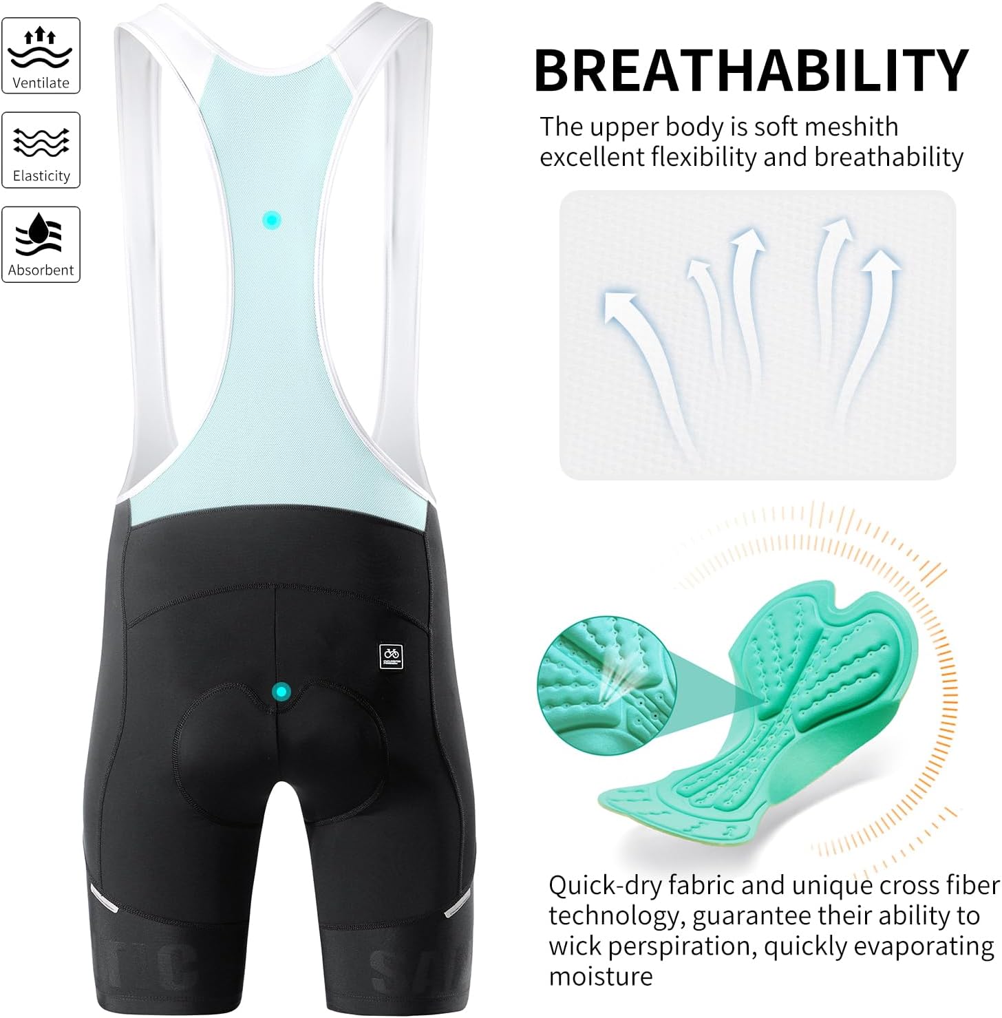 Santic Men's Cycling Bib Shorts 4D Padded Breathable Road Bike Cycling Bibs Biking Bicycle Gel Long Travel - Image 4