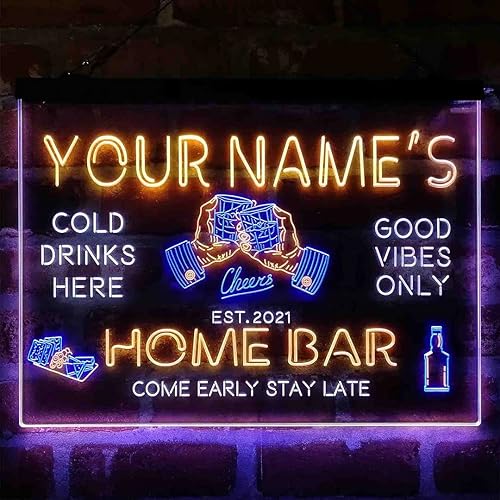 Letrero de luz de neón LED tricolor personalizado de cristal de whisky, una decoración artística única grabada en 3D  Personalizar nombre, fecha,