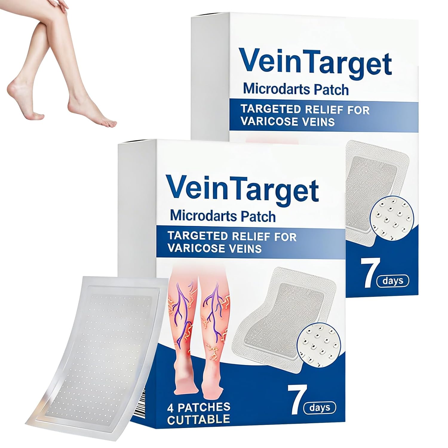 Generic 2Box Vein Target Microdarts Patch, Professional Varicose Veins Treatment for Legs, Improves Blood Circulation, Natural Ingredients Varicose Vein Patches for All Skin Types