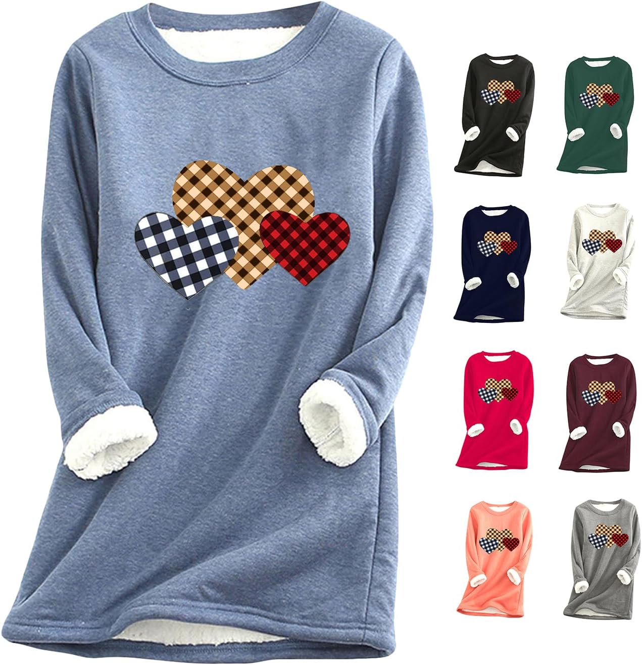 EFOFEI Womens Color Block Loose Pullover Shirt Casual Cute Print Sweatshirt Long Sleeve Warm Pullover