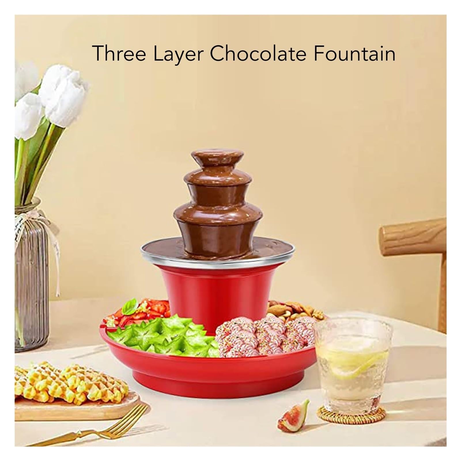 Fuente De Chocolate Máquina Tres Capas con Placa Desmontable Acero Inoxidable Alta Capacidad For Fiesta Flujo Continuo Y Suave