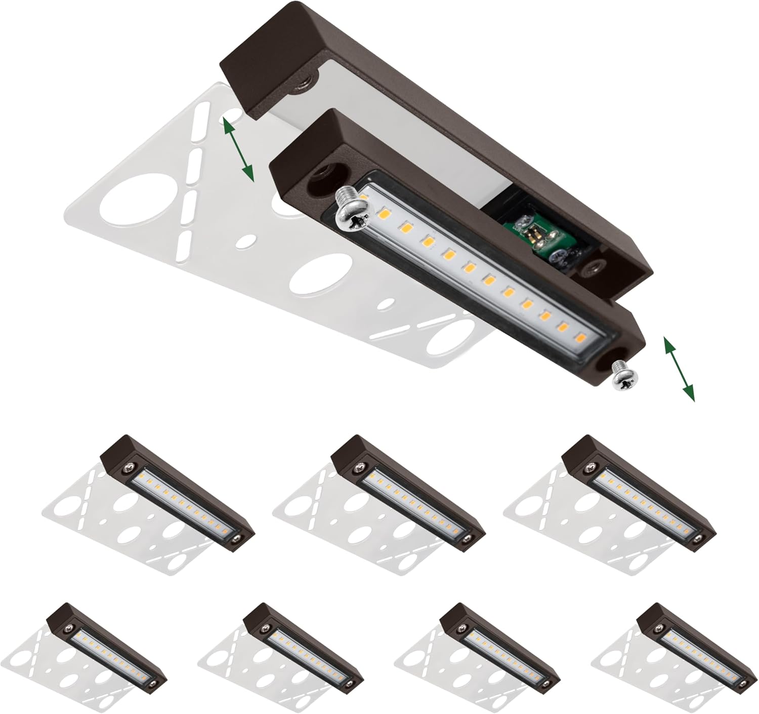 GKOLED 8-Pack Replaceable 6.8" LED Hardscape Lights, Low Voltage Retaining Wall Lights, Paver Wall Hardscape Lighting, Outdoor Landscape Step Lights, 12VAC/DC 1.5W 2700K, Die-cast Aluminum Housing