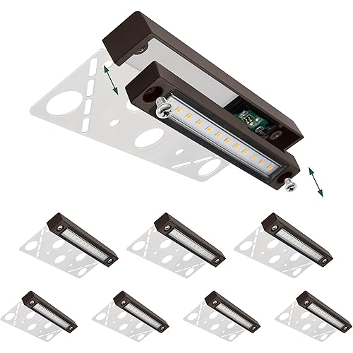 GKOLED 8-Pack Replaceable 6.8" LED Hardscape Lights, Low Voltage Retaining Wall Light, Paver Wall Hardscape Lighting, Outdoor Landscape Step Lights, 12VAC/DC 1.5W 2700K, Die-cast Aluminum Housing