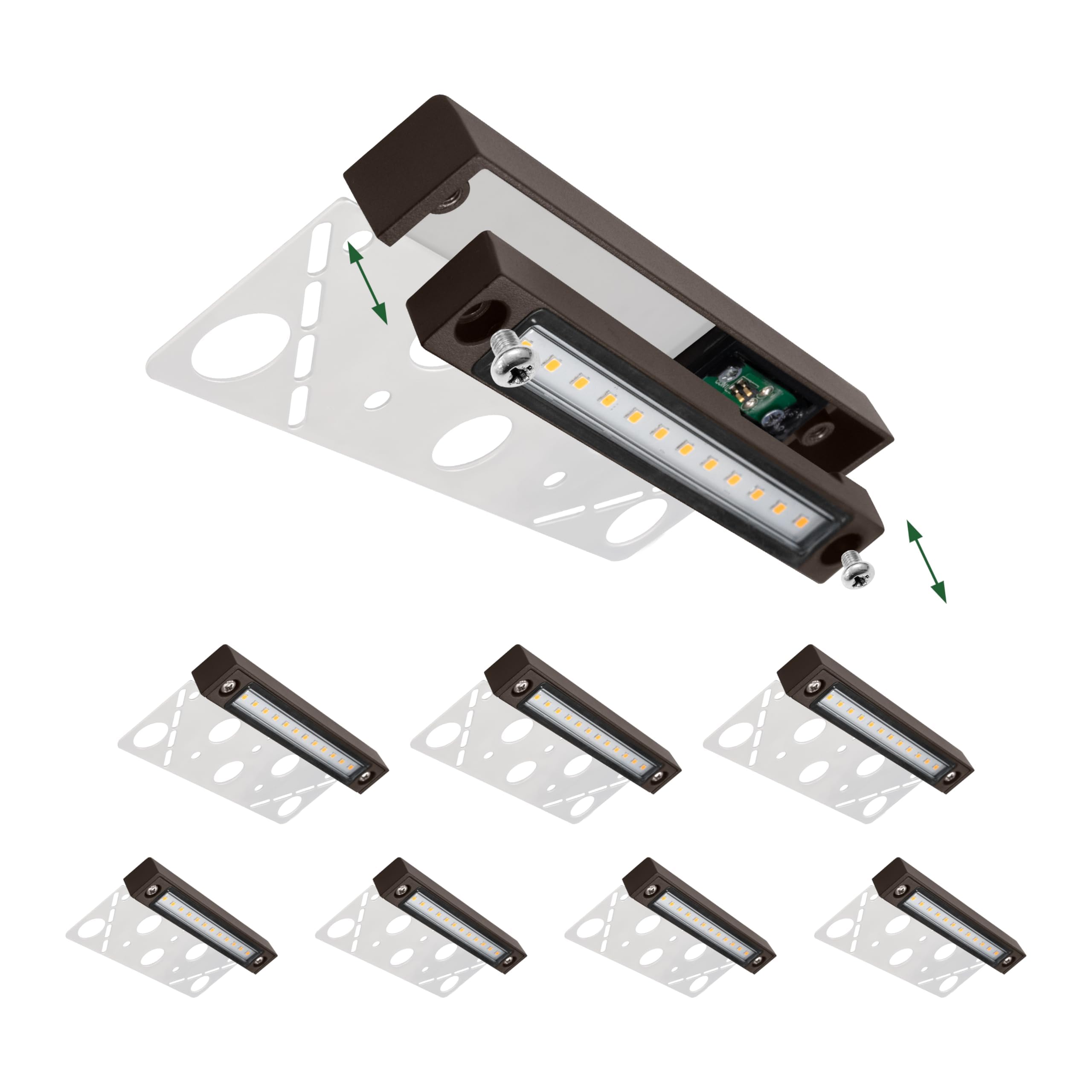 GKOLED 8-Pack Replaceable 6.8" LED Hardscape Lights, Low Voltage Retaining Wall Lights, Paver Wall Hardscape Lighting, Outdoor Landscape Step Lights, 12VAC/DC 1.5W 2700K, Die-cast Aluminum Housing