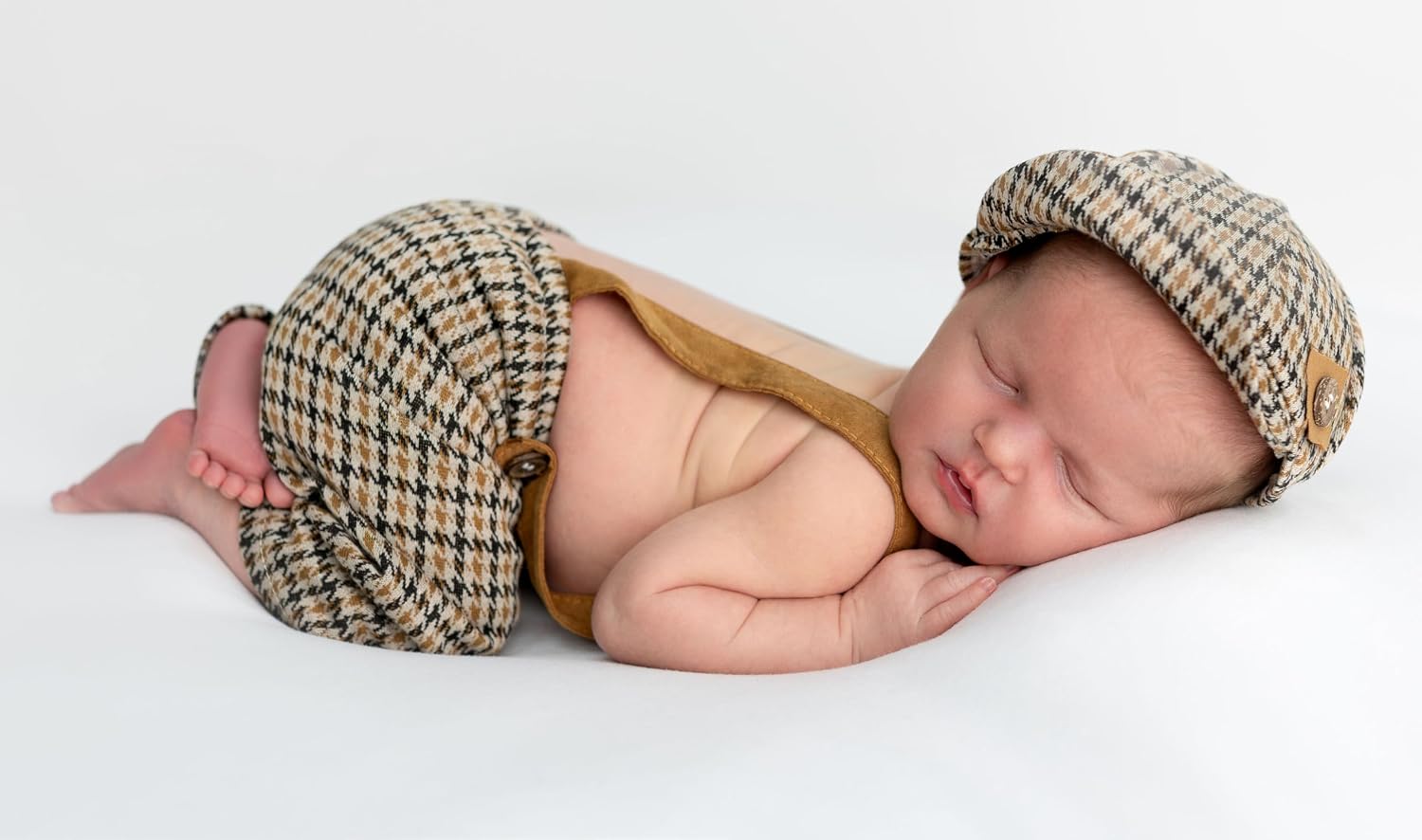 Newborn Photography Props Set Baby Boy Newborn Outfits Overalls Boy Costume with Cap 0-1 Month