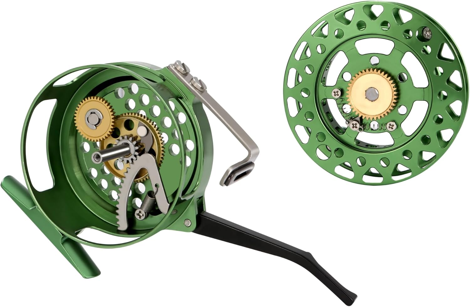 Semi-Automatic Fly Fishing Reel, CNC Machined Aluminum, Quick Line Retrieval, Adjustable Drag, Quick Spool Removal, Freshwater Lake Stream Pond Fishing