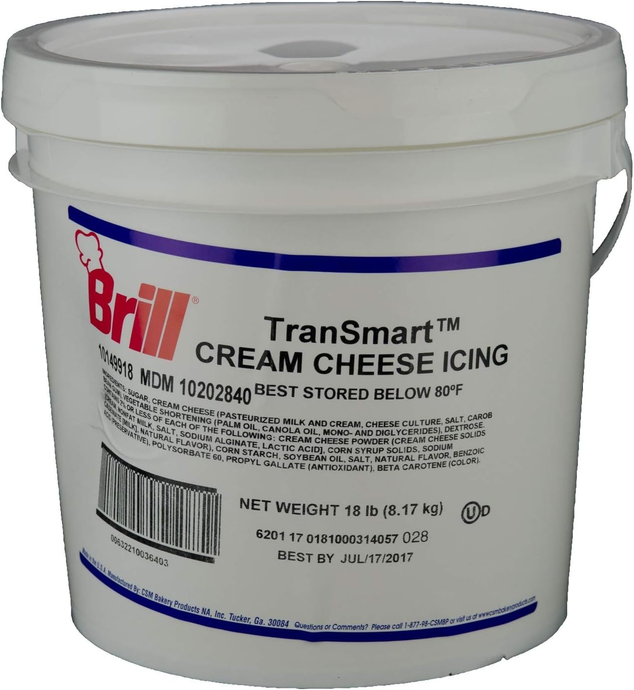 HC Brill Transmart Ready To Use Cream Cheese Icing, 18 Pound -- 1 each.