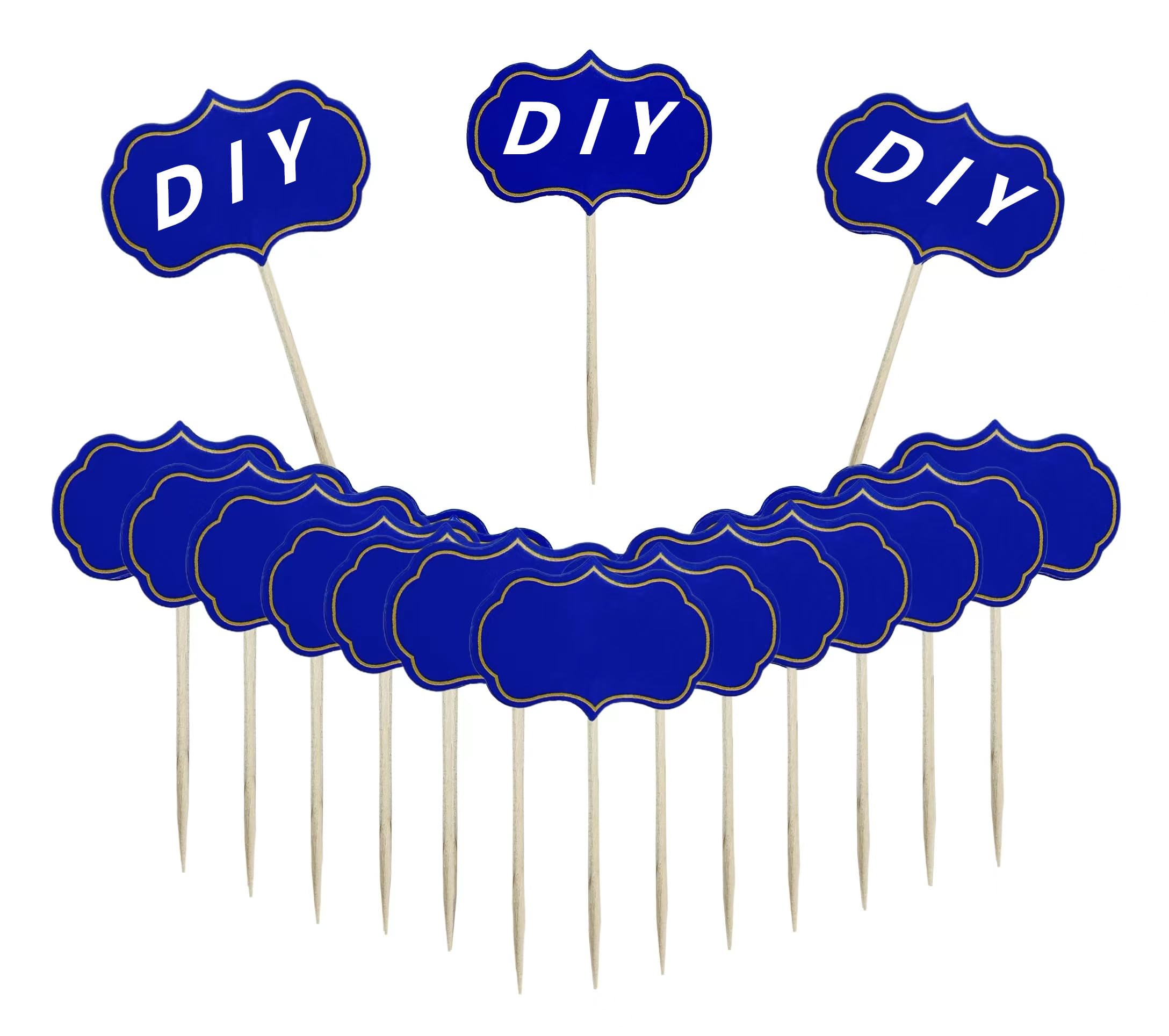 Solid Blue Toothpick Flags, Writable Mini Toothpick Flags,Toothpicks Food Signs for Cheese, Party, Charcuterie Board, Cup cake Toppers Flag DIY Decoration（100 Pcs ）