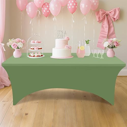 Miniatura 105 de Smiry Paquete de 2 manteles de elastano de 6 pies, elásticos ajustables, lavables y sin arrugas, rectangulares para mesa de patio, para exteriores,