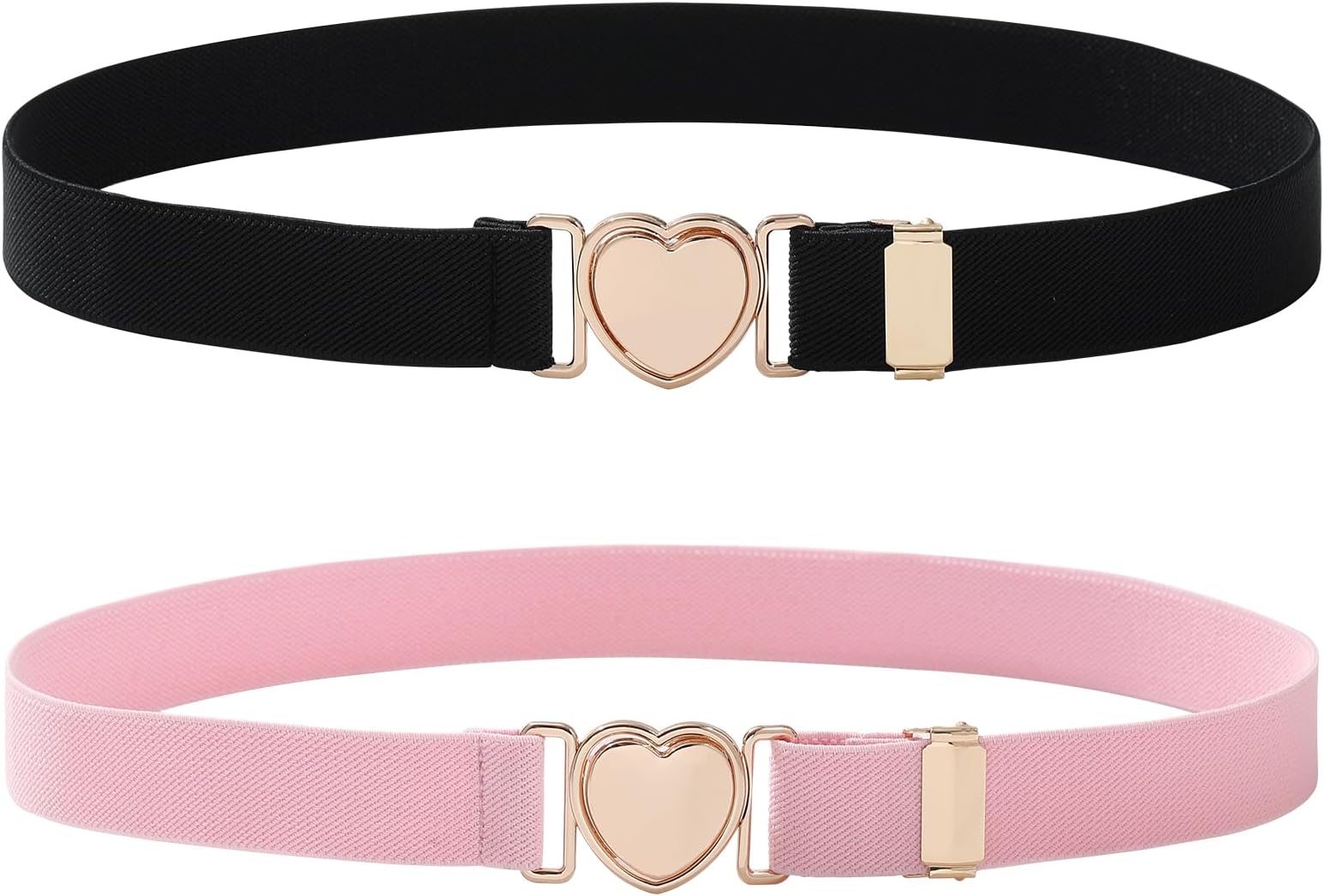 AWAYTR Kids Elastic Belt for Girls - Adjustable Toddler Heart Buckle Stretch Belts for Boys Girls