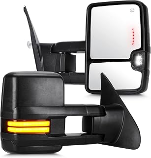 YOUXMOTO Towing Mirrors for 1999-2002 Chevy GMC Sierra Silverado 1500 2500 HD 3500; 2000 2001 02 for Chevrolet Suburban; Tahoe; Yukon Tow Mirrors; Power heated; Sequential Turn Signal Arrow Light