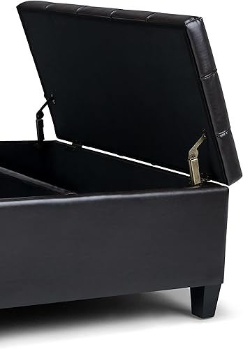 Miniatura 8 de Mesa auxiliar cuadrada de piel sintética de 36 pulgadas de ancho, otomana de almacenamiento, taburete tapizado para cóctel, reposapiés con gran